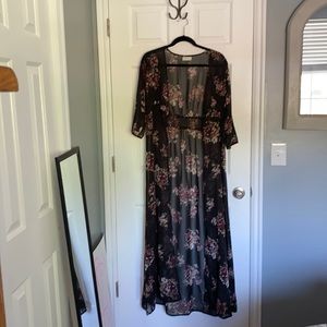floral black cover up